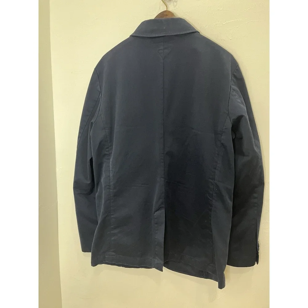 Tommy Hilfiger Men's Two Button Sport Coat Blazer Jacket Wool Navy Blue Size 42L